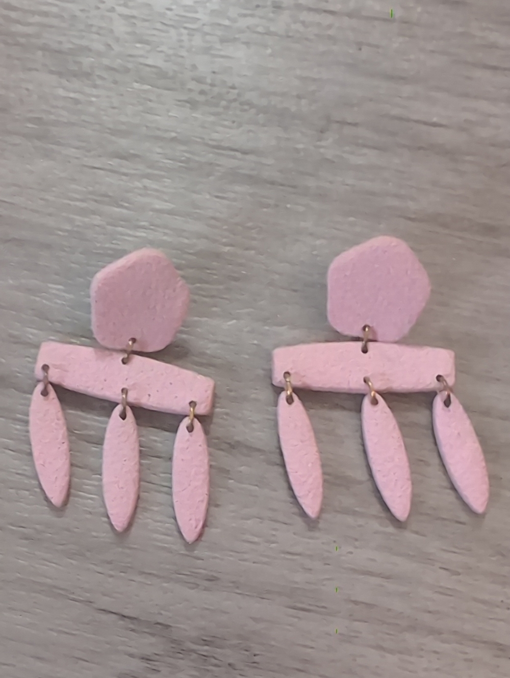 Handmade Pink Clay Dangle Earrings